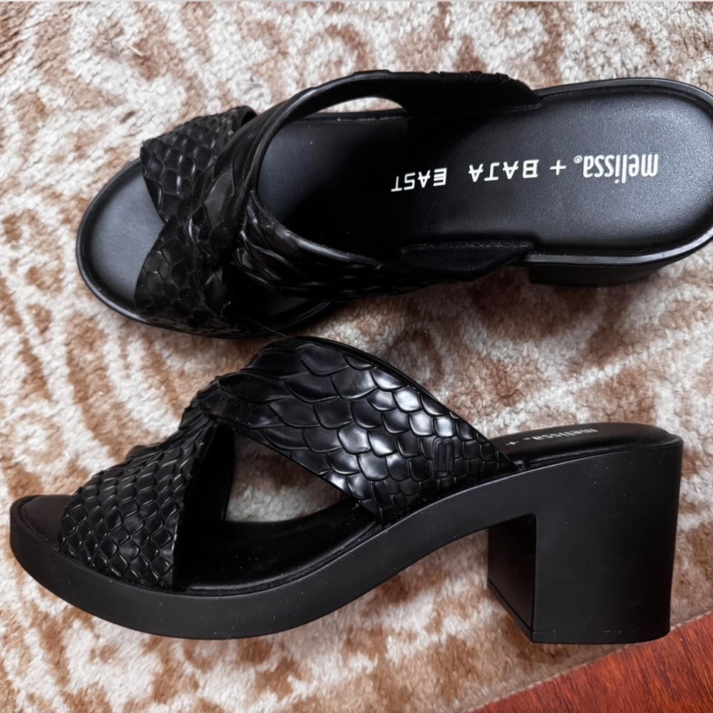 Chunky jelly block heel mules y2k style